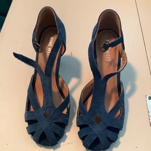 Blue suede heels never worn